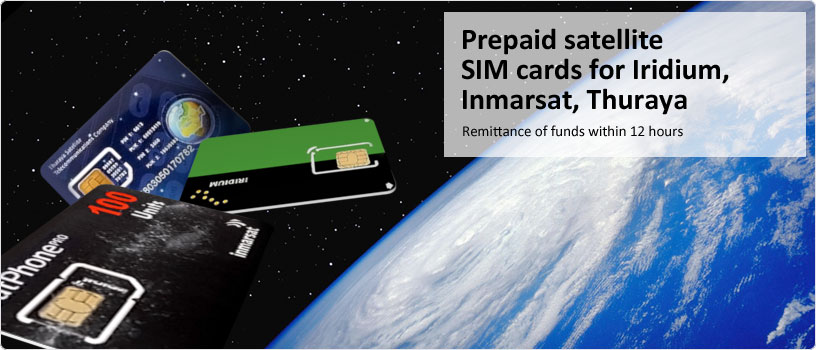 Prepaid satellite SIM cards for Iridium, Inmarsat, Thuraya